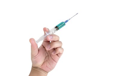 Beyaz izole arkaplan üzerinde şırınga ile el macunu tıbbını kapat (yolu dahil et)