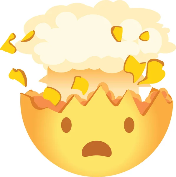 Émoji Choqué Émoticône Crânien Explosant Visage Jaune Avec Une Bouche — Image vectorielle