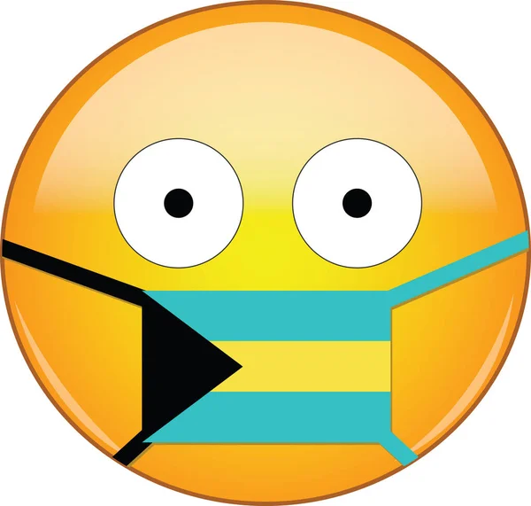 Emoji Amarillo Asustado Bahamas Máscara Médica Que Protege Contra Sars — Vector de stock