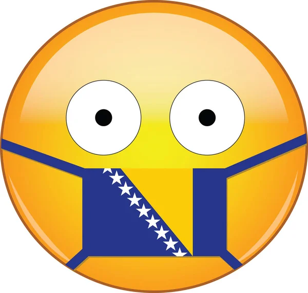 Emoji Assustado Amarelo Máscara Médica Bosniak Protegendo Contra Sars Coronavírus —  Vetores de Stock