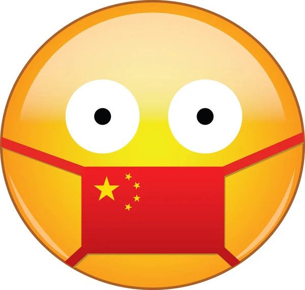 Emoji Cina Dalam Topeng Medis Yang Melindungi Dari Sars Coronavirus - Stok Vektor