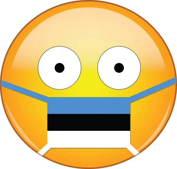 Emoji Amarillo Asustado Máscara Médica Estonia Que Protege Del Sars — Vector de stock