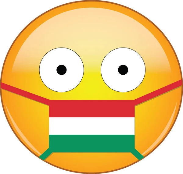 Geel Bang Emoji Hongaarse Medische Masker Beschermen Tegen Sars Coronavirus — Stockvector