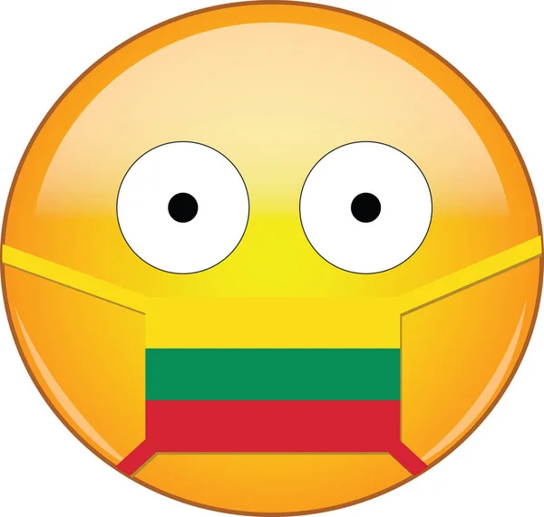 Geel Bang Emoji Litouwse Medische Masker Beschermen Tegen Sars Coronavirus — Stockvector