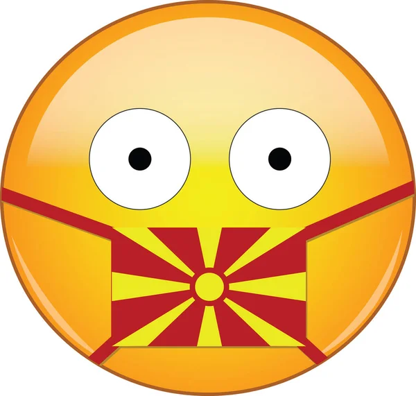 Geel Bang Emoji Macedonische Medische Masker Beschermen Tegen Sars Coronavirus — Stockvector