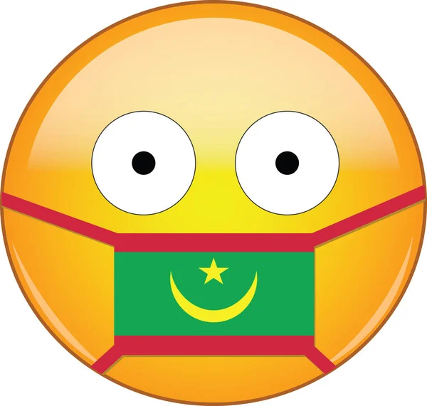 Żółte Przerażone Emoji Mauretańskiej Masce Medycznej Chroniącej Przed Sars Koronawirusem — Wektor stockowy