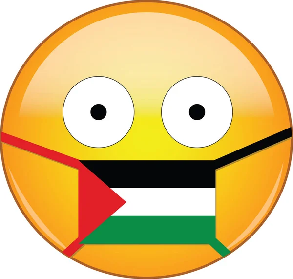 Emoji Assustado Amarelo Máscara Médica Palestina Protegendo Contra Sars Coronavírus — Vetor de Stock