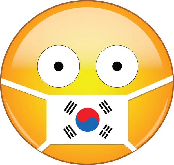 Sárga Rémült Emoji Arc Dél Koreai Orvosi Maszkban Amely Védelmet — Stock Vector