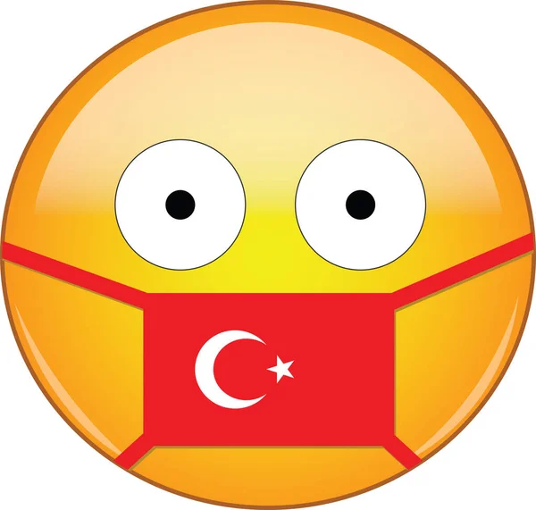 Gelbe Angst Emojis Türkischer Medizinischer Maske Schützen Vor Sars Coronavirus — Stockvektor