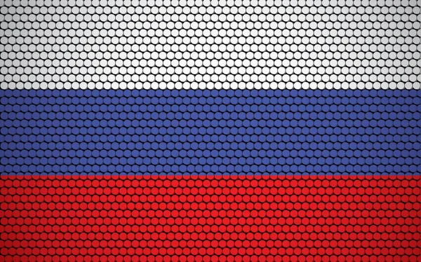 Bandera Abstracta Rusia Hecha Círculos Bandera Rusa Blanca Azul Roja — Vector de stock
