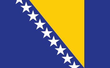 Bosna-Hersek bayrak vektör grafiği. Dikdörtgen Boşnak bayrağı çizimi. Bosna-Hersek ülke bayrağı özgürlük, vatanseverlik ve bağımsızlığın bir simgesi.