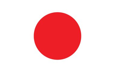 Japonya bayrak vektörü grafiği. Dikdörtgen Japon bayrağı çizimi. Japon bayrağı özgürlük, vatanseverlik ve bağımsızlığın sembolüdür..