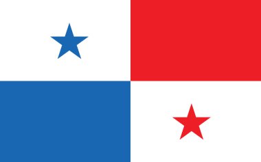 Panama bayrak vektör grafiği. Dikdörtgen Panama bayrağı çizimi. Panama ülke bayrağı özgürlük, vatanseverlik ve bağımsızlığın bir sembolüdür..