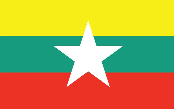 Myanmar Flagga Vektor Grafik Rektangel Myanmar Flagga Illustration Burmas Flagga — Stock vektor