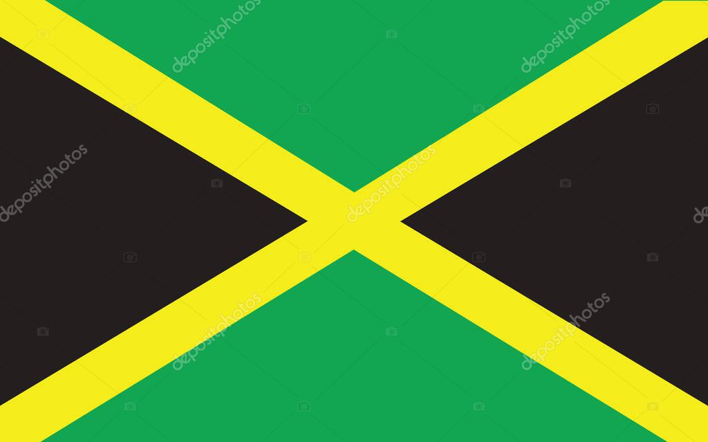 Jamaica flag vector graphic. Rectangle Jamaican flag illustration. Jamaica country flag is a symbol of freedom, patriotism and independence.