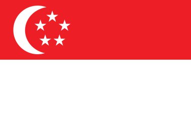 Singapur bayrak vektör grafiği. Dikdörtgen Singapur bayrağı çizimi. Singapur bayrağı özgürlük, vatanseverlik ve bağımsızlığın sembolüdür..