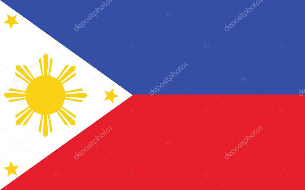 Philippines flag vector graphic. Rectangle Filipino flag illustration. Philippines country flag is a symbol of freedom, patriotism and independence.