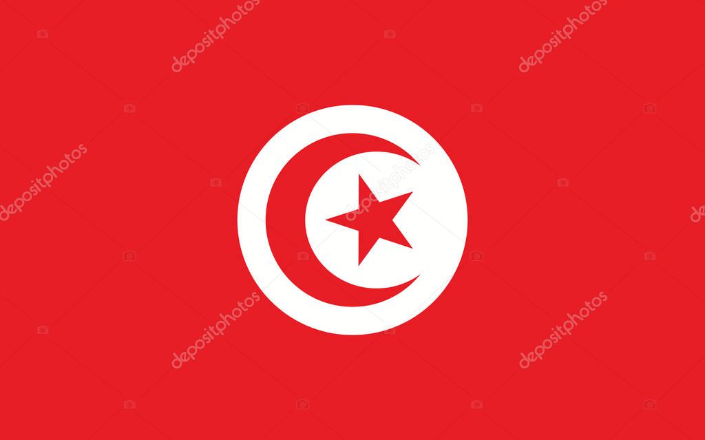 Tunisia flag vector graphic. Rectangle Tunisian flag illustration. Tunisia country flag is a symbol of freedom, patriotism and independence.