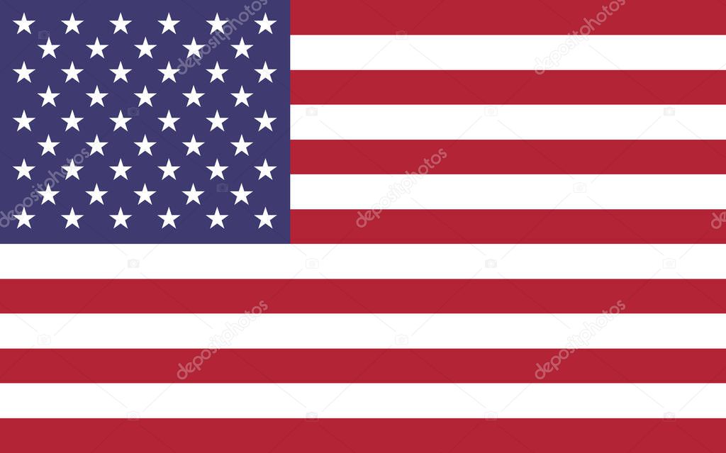USA flag vector graphic. Rectangle American flag illustration. USA country flag is a symbol of freedom, patriotism and independence.