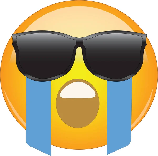 Cooles Weinendes Gesicht Emoji Gelbes Gesicht Mit Offenem Mund Der — Stockvektor