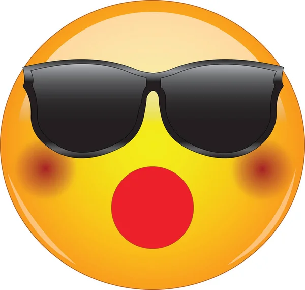 Impressionante Emoji Scioccato Occhiali Sole Emoticon Viso Giallo Freddo Indossando — Vettoriale Stock