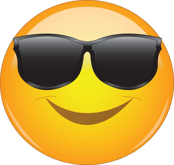 Emoji Fresco Tonos Emoticono Cara Sonriente Amarilla Con Gafas Sol — Vector de stock