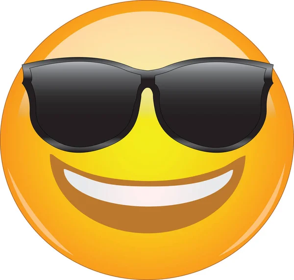 Cool Emoticon Sunglasses Awesome Grinning Face Emoticon Wearing Shades Having — Stock Vector