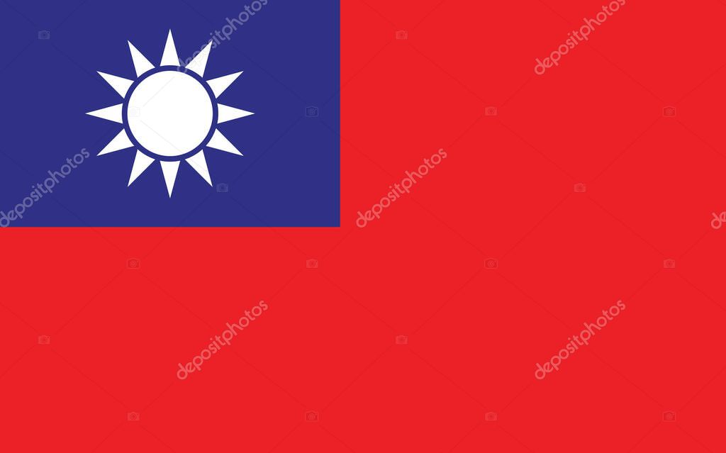 Taiwan flag vector graphic. Rectangle Taiwanese flag illustration. Taiwan country flag is a symbol of freedom, patriotism and independence.