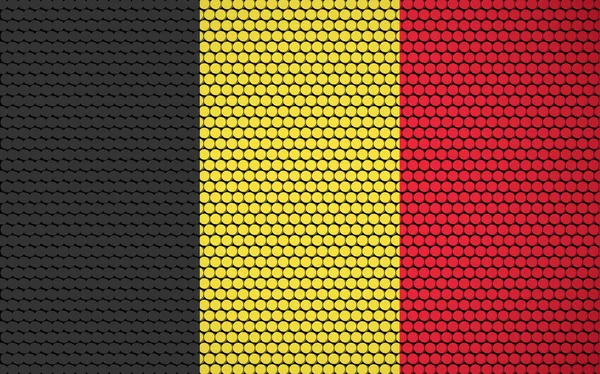 サークルで作られたベルギーの抽象フラグ 現代的で未来的な抽象的な外観を与える着色されたドットで設計されたベルギーの国旗 — ストックベクタ