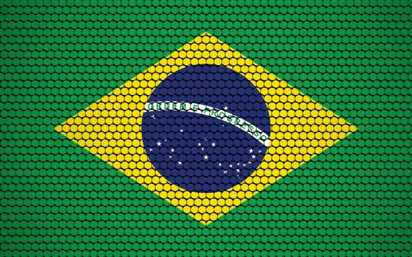 サークルで作られたブラジルの抽象的な旗 現代的で未来的な抽象的な外観を与える色のドットで設計されたブラジルの旗 — ストックベクタ