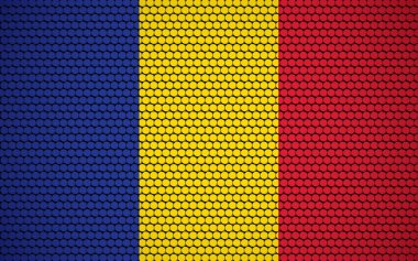 Çad 'ın çemberden yapılmış soyut bayrağı. Renkli noktalarla tasarlanmış Chadian bayrağı modern ve fütüristik bir görünüm kazandırıyor..