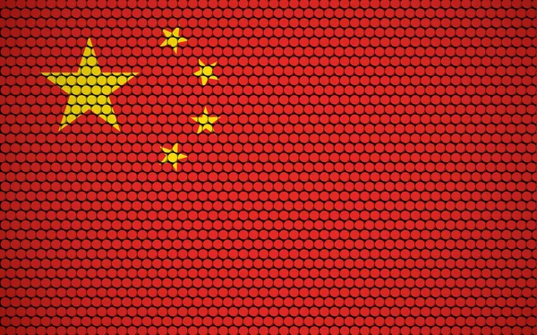 중국의 추상적 깃발은 원으로 만들어 졌습니다 현대적 추상적으로 보이게 점들로 — 스톡 벡터