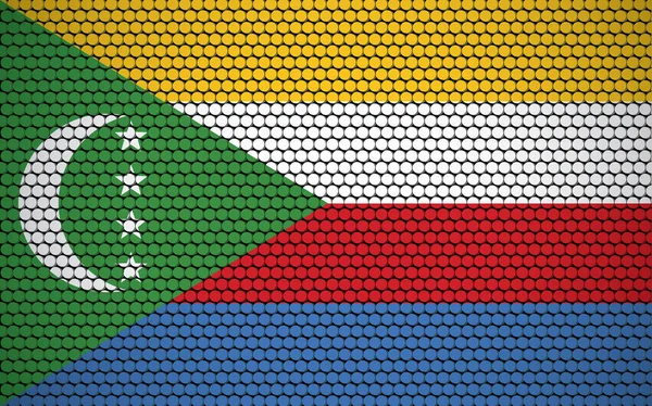 Komorská Abstraktní Vlajka Vytvořená Kruhů Komorská Vlajka Navržená Barevnými Tečkami — Stockový vektor