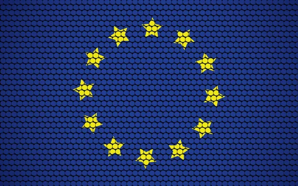 Bandeira Abstrata Europa Feita Círculos Bandeira Europeia Projetada Com Pontos —  Vetores de Stock