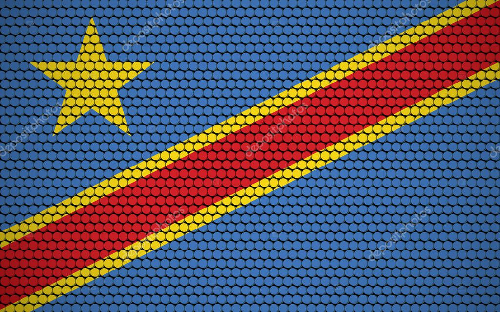 Abstract flag of DRC made of circles. Congolese flag designed with colored dots giving it a modern and futuristic abstract look.
