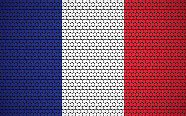 Abstrakcyjna Flaga Francji Zrobiona Kręgów Flaga Francuska Zaprojektowana Kolorowymi Kropkami — Wektor stockowy