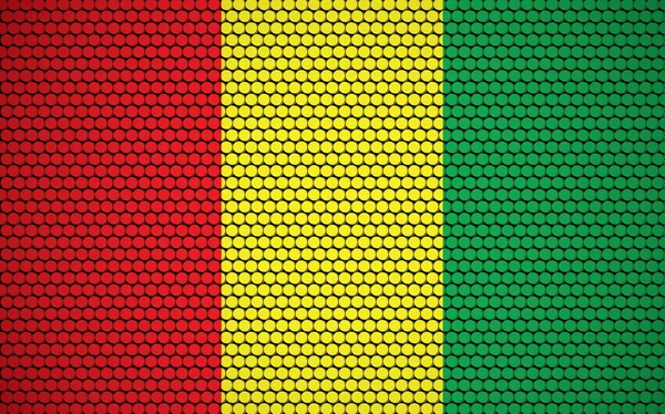 円で作られたギニアの抽象的な旗 現代的で未来的な抽象的な外観を与える着色されたドットで設計されたギニアンフラグ — ストックベクタ