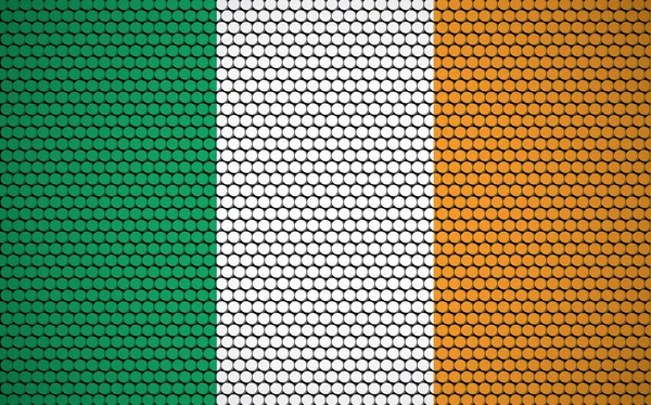 Abstraktní Irská Vlajka Vytvořená Kruhů Irská Vlajka Navržená Barevnými Tečkami — Stockový vektor