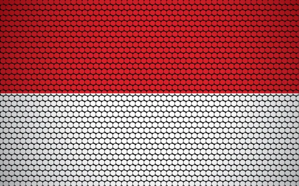 インドネシアの抽象的な旗は円で作られている 現代的で未来的な抽象的な外観を与える色のドットで設計されたインドネシアの旗 — ストックベクタ