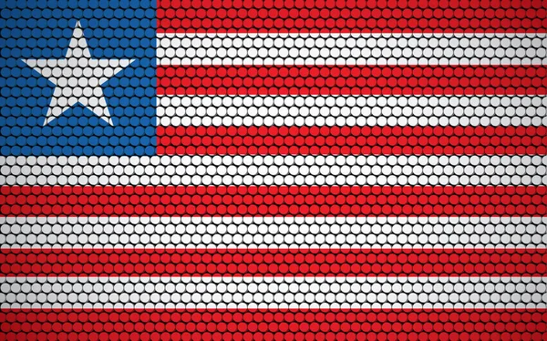 Liberya Nın Daireden Yapılmış Soyut Bayrağı Renkli Noktalarla Tasarlanmış Liberya — Stok Vektör