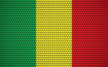 Mali 'nin daireden yapılmış soyut bayrağı. Renkli noktalarla tasarlanmış Mali bayrağı modern ve fütüristik bir görünüm kazandırıyor..