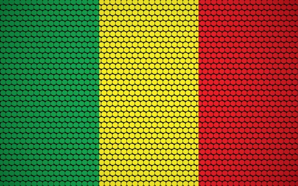 Abstrakcyjna Flaga Mali Zrobiona Kręgów Flaga Malijska Kolorowymi Kropkami Nadająca — Wektor stockowy