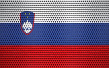 Slovenya 'nın dairelerden oluşan soyut bayrağı. Renkli noktalarla tasarlanmış Slovenya bayrağı modern ve fütüristik bir görünüm kazandırıyor.