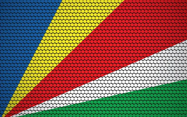 Abstrakt Flagga Seychellerna Består Cirklar Seychellisk Flagga Designad Med Färgade — Stock vektor