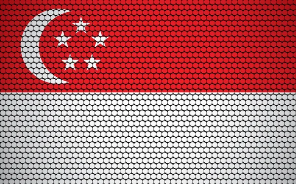 Bandeira Abstrata Singapura Feita Círculos Bandeira Cingapuriana Projetada Com Pontos —  Vetores de Stock