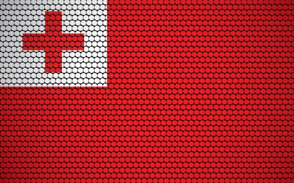 Bandiera Astratta Tonga Fatta Cerchi Bandiera Tongan Disegnata Con Punti — Vettoriale Stock