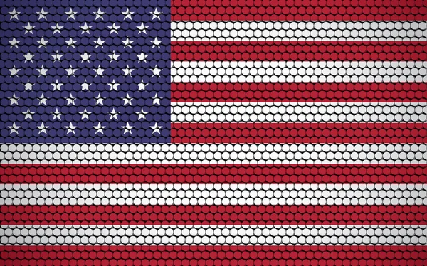 Abd Nin Daireden Yapılmış Soyut Bayrağı Renkli Noktalarla Tasarlanmış Amerikan — Stok Vektör