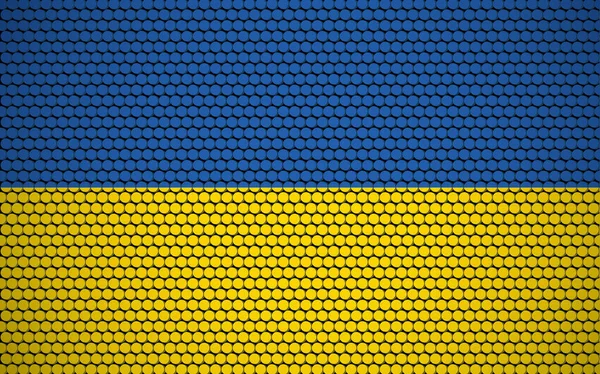 Abstracte Vlag Van Oekraïne Gemaakt Van Cirkels Oekraïense Vlag Ontworpen — Stockvector