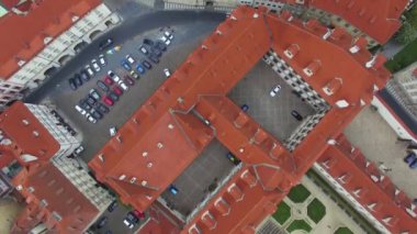 Sonbaharda Prag 'ın tarihi merkezinin havadan görünüşü