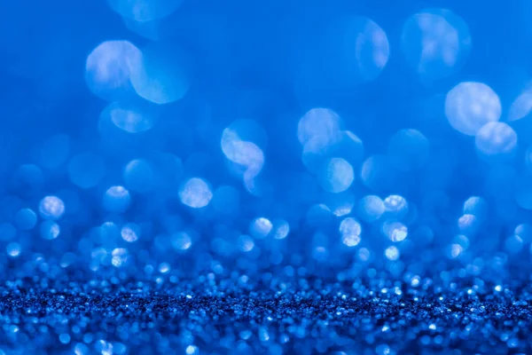 Parıltı Işıltı Odaklanmış Bulanık Mavi Arkaplan Bokeh Işıkları — Stok fotoğraf